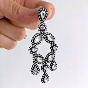 J. Crew silver and black chandelier earrings